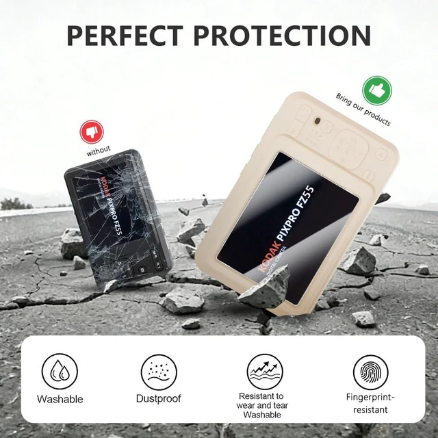 Alt view image 3 of 7 - Silicone Case for Kodak PIXPRO FZ55 Digital Camera with Screen Protector and Lanyard for Kodak PIXPRO FZ55 Accessories - (Rice White)