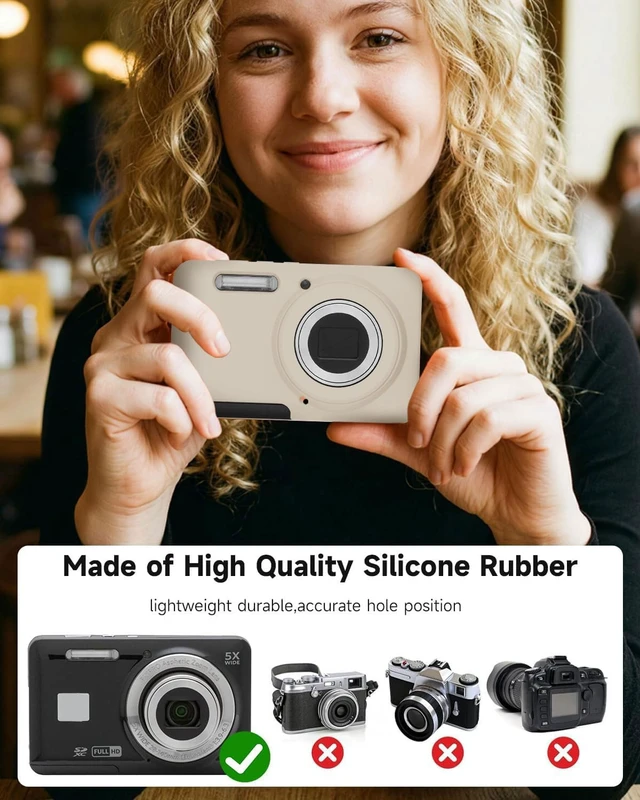Alt view image 4 of 7 - Silicone Case for Kodak PIXPRO FZ55 Digital Camera with Screen Protector and Lanyard for Kodak PIXPRO FZ55 Accessories - (Rice White)