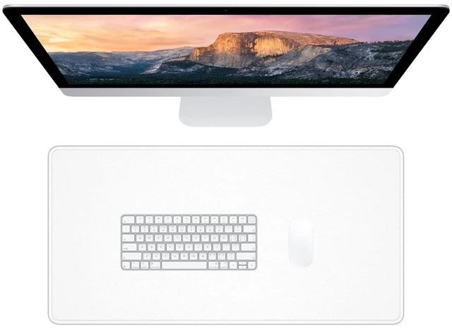 Main image of Mouse Pad, 23.6 x 11.8 in, Extended Gaming Mouse Mat with Stitched Edges, Waterproof Full Size Desk Mats with Non-Slip Base, Computer Big Desktop Keyboard Pad for Laptop, Office, White