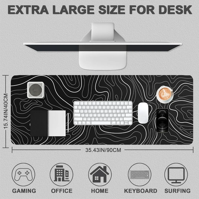 Alt view image 2 of 7 - XL Gaming Mouse Pad with Non-Slip Rubber Base Waterproof Desk Mat | Stitched Edges , Smooth Glide, Extended Desk Pad, Fits Keyboard & Mouse, for Gaming and Home Office