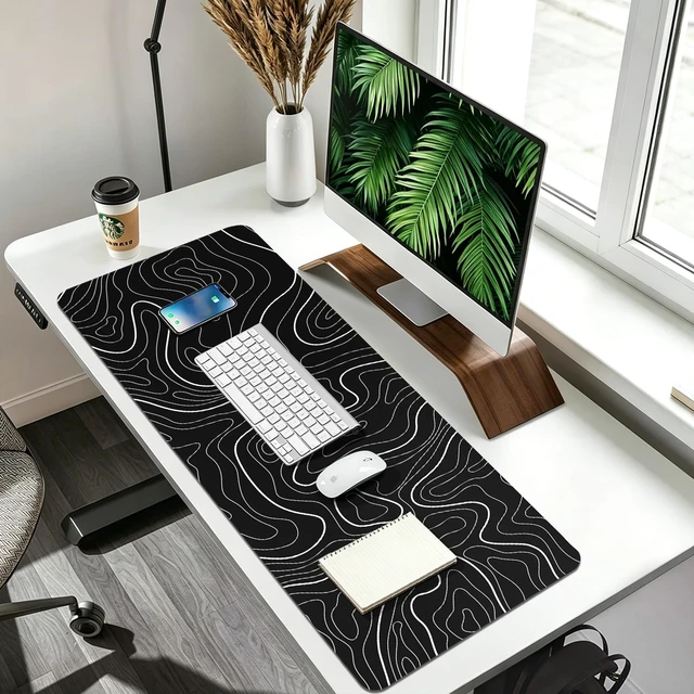 Alt view image 6 of 7 - XL Gaming Mouse Pad with Non-Slip Rubber Base Waterproof Desk Mat | Stitched Edges , Smooth Glide, Extended Desk Pad, Fits Keyboard & Mouse, for Gaming and Home Office