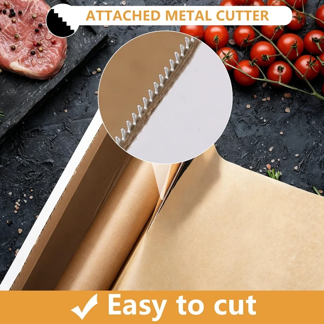 Alt view image 3 of 7 - Unbleached Parchment Paper Roll, 15 in x 131 ft, 164 Sq.Ft, Non-Stick Baking Paper with Serrated Cutter for Baking, Cooking, Air Fryer, Grilling, Steaming