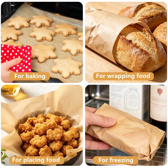 Alt view image 6 of 7 - Unbleached Parchment Paper Roll, 15 in x 131 ft, 164 Sq.Ft, Non-Stick Baking Paper with Serrated Cutter for Baking, Cooking, Air Fryer, Grilling, Steaming