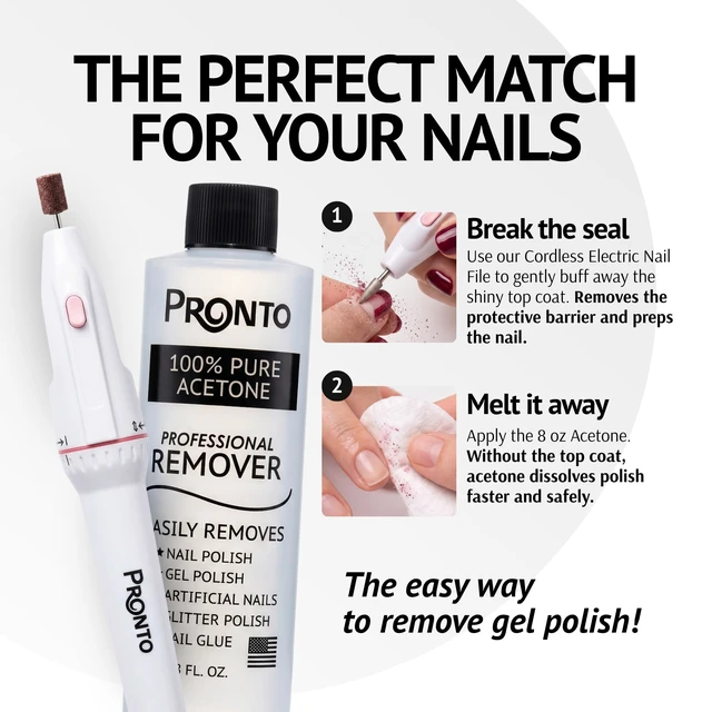 Alt view image 2 of 7 - Electric Nail File + 8 fl oz Acetone Combo | Battery Operated Portable Nail Buffer for Shaping, Smoothing & Buffing Nails | DIY Manicure Pedicure Nail Care Kit for Home Use