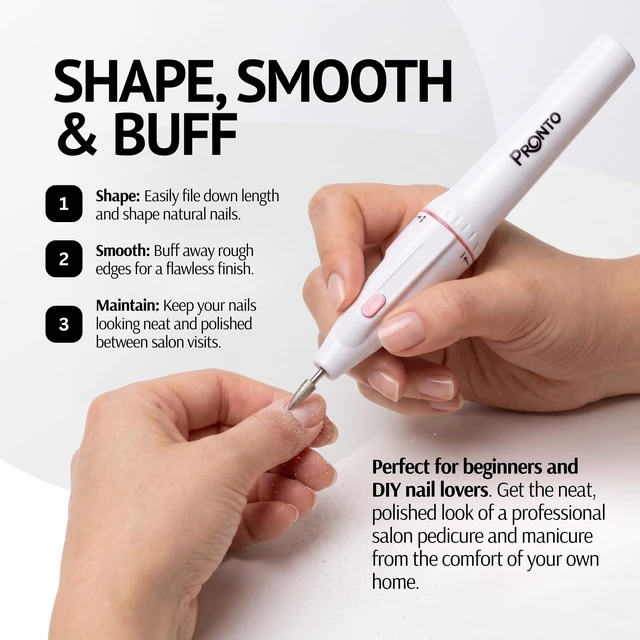 Alt view image 3 of 7 - Electric Nail File + 8 fl oz Acetone Combo | Battery Operated Portable Nail Buffer for Shaping, Smoothing & Buffing Nails | DIY Manicure Pedicure Nail Care Kit for Home Use