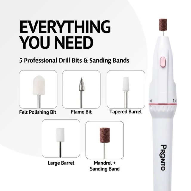 Alt view image 4 of 7 - Electric Nail File + 8 fl oz Acetone Combo | Battery Operated Portable Nail Buffer for Shaping, Smoothing & Buffing Nails | DIY Manicure Pedicure Nail Care Kit for Home Use