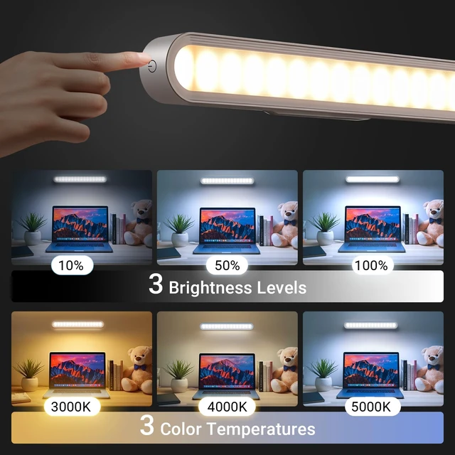 Alt view image 3 of 6 - Rechargeable Magnetic Under Cabinet Lighting | 3 Colors Adjustable, 2600mAh Battery, Touch Lights Bar, For Closet Bathroom Kitchen Sink Picture