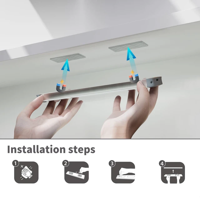 Alt view image 2 of 7 - Under Cabinet Lights Magnetic stickys - Replacement Magnetic Strips with Adhesive Backing for Under Cabinet Lighting Universal Blue Iron Sheet for Cabinet Lighting(Non-Magnetic (8)