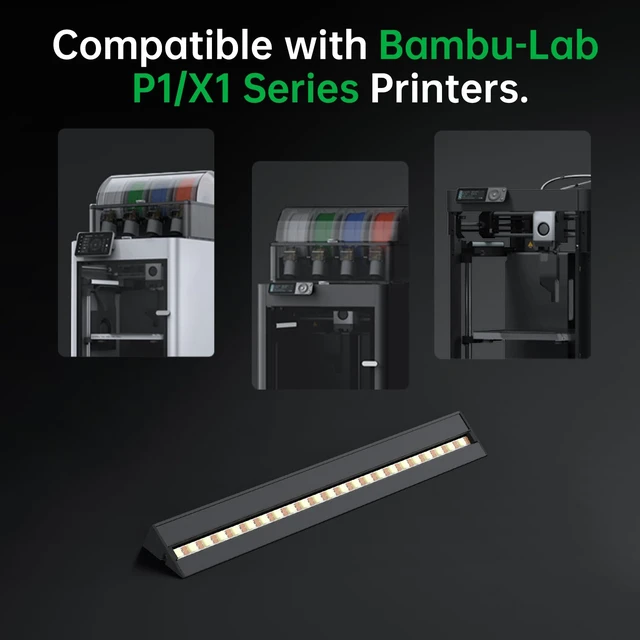 Alt view image 3 of 7 - Panda Lux for Bambu-Lab P1P, P1S, X1C, X1E 3D Printers LED Light Strip Magnetic Installation 5V 0.3A LED Light Bar