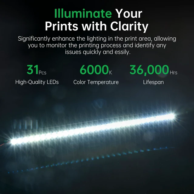 Alt view image 5 of 7 - Panda Lux for Bambu-Lab P1P, P1S, X1C, X1E 3D Printers LED Light Strip Magnetic Installation 5V 0.3A LED Light Bar