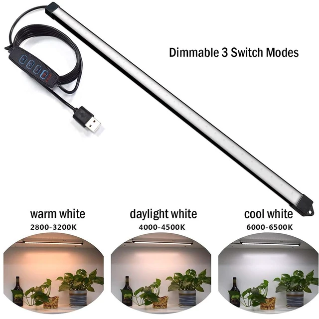 Alt view image 2 of 5 - Under Cabinet Led Lighting, 12 Inch Led Light Strip Bar, Daylight White 6500K USB Led Light, Small Thin Led Under Counter Lighting (3 Color Temperature,Dimmable, 12.6 Inch Opal mask)
