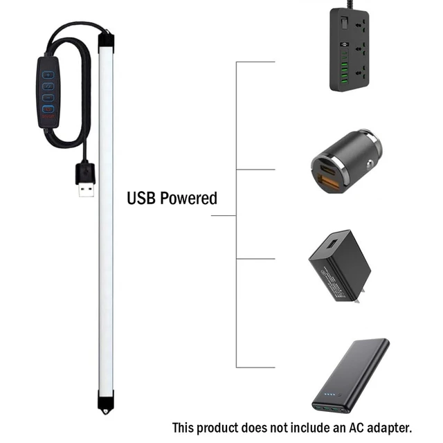 Alt view image 4 of 5 - Under Cabinet Led Lighting, 12 Inch Led Light Strip Bar, Daylight White 6500K USB Led Light, Small Thin Led Under Counter Lighting (3 Color Temperature,Dimmable, 12.6 Inch Opal mask)