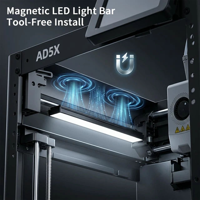 Alt view image 2 of 7 - for Flashforge AD5X Led Light kit,Plug&Play Magnet Installation Light Strip | Mobile App Remote Control,6500K Flicker-Free Dual Light Bar with 24V Voltage-Stabilized Board