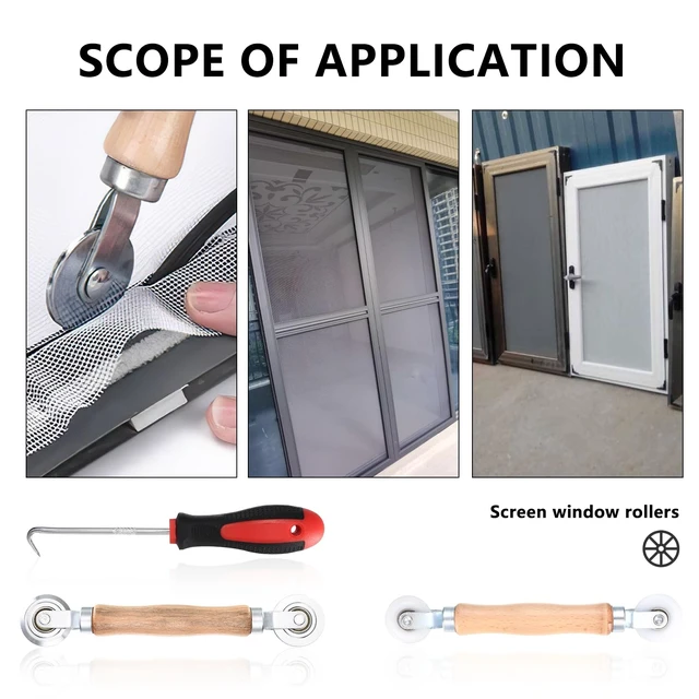 Alt view image 7 of 7 - Screen Repair Tool Set, 3 Pcs Window Screen Rolling Tool, Screen Tight | Metal,Nylon Window Screen Spline Roller Tool, Screen Roller with Bearing for Install,Replace Window Screens,with Removal Hook
