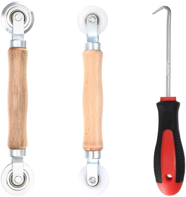 Main image of Screen Repair Tool Set, 3 Pcs Window Screen Rolling Tool, Screen Tight | Metal,Nylon Window Screen Spline Roller Tool, Screen Roller with Bearing for Install,Replace Window Screens,with Removal Hook