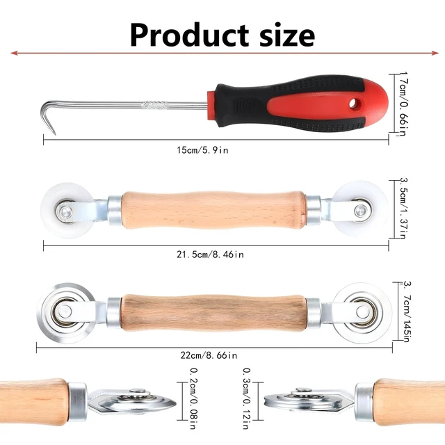 Alt view image 2 of 7 - Screen Repair Tool Set, 3 Pcs Window Screen Rolling Tool, Screen Tight | Metal,Nylon Window Screen Spline Roller Tool, Screen Roller with Bearing for Install,Replace Window Screens,with Removal Hook