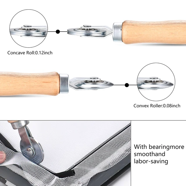 Alt view image 4 of 7 - Screen Repair Tool Set, 3 Pcs Window Screen Rolling Tool, Screen Tight | Metal,Nylon Window Screen Spline Roller Tool, Screen Roller with Bearing for Install,Replace Window Screens,with Removal Hook