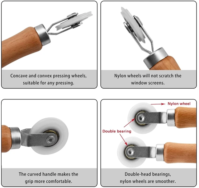 Alt view image 4 of 7 - Upgrade Window Screen Repair Kit, Steel/Nylon Roller Tool with Bearing