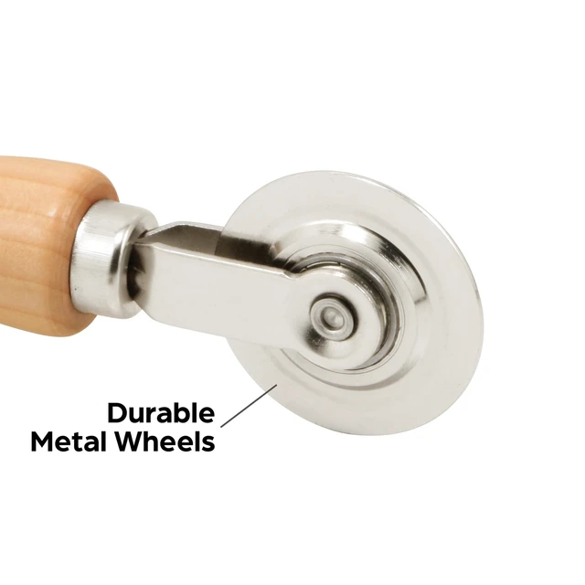 Alt view image 3 of 5 - Screen Rolling Tool, Spline Roller, Wood Handle & Steel Wheels | Wood Handle, Steel Ball Bearing Wheels