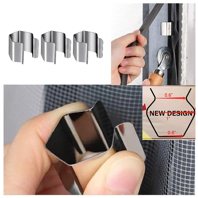 Alt view image 3 of 6 - Windows Screen and Screen Door Repair Kit Including Steel/Nylon Roller with Bearing, Spline Removal Hook, Screen Retainer Spline and Screen Clips for Installing Door Window Mesh, 5pcs