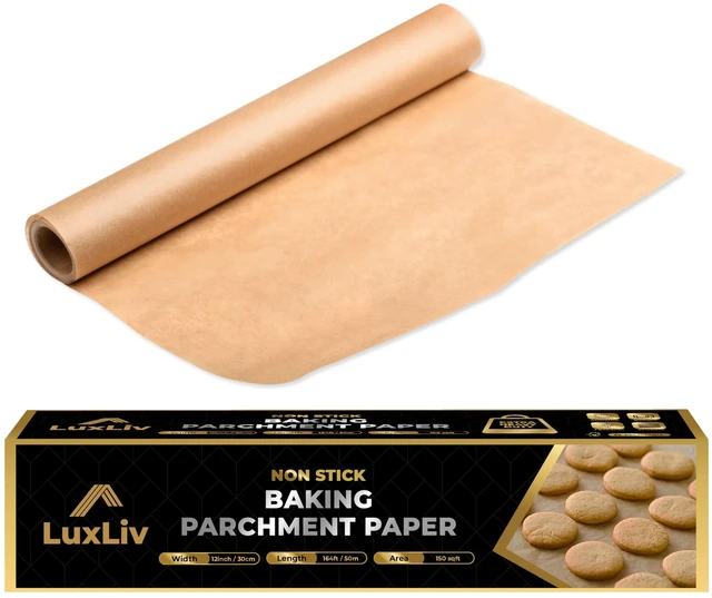 Main image of Unbleached Brown Parchment Paper Roll Natural Non-Stick Baking Paper, Heavy Duty & Greaseproof, Oven & Air Fryer Safe Baking Roll for Cookies, Bread & Cooking 30cm x 50m