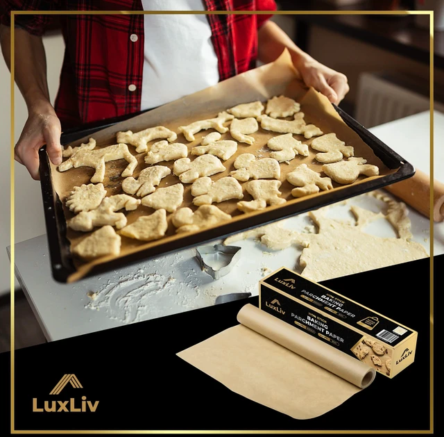 Alt view image 7 of 7 - Unbleached Brown Parchment Paper Roll Natural Non-Stick Baking Paper, Heavy Duty & Greaseproof, Oven & Air Fryer Safe Baking Roll for Cookies, Bread & Cooking 30cm x 50m