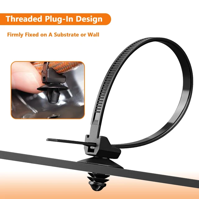 Alt view image 3 of 7 - 60Pcs Nylon Universal Cable Tie with Buckle Push Mount Zip Tie Mount ChristmasTree Zip Ties Mounts Automotive Cable Ties Wire Clips Fuel Line Ziptie High Temp Heat Resistant Wire Wrap (6-Types)
