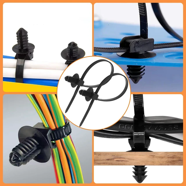 Alt view image 4 of 7 - 60Pcs Nylon Universal Cable Tie with Buckle Push Mount Zip Tie Mount ChristmasTree Zip Ties Mounts Automotive Cable Ties Wire Clips Fuel Line Ziptie High Temp Heat Resistant Wire Wrap (6-Types)