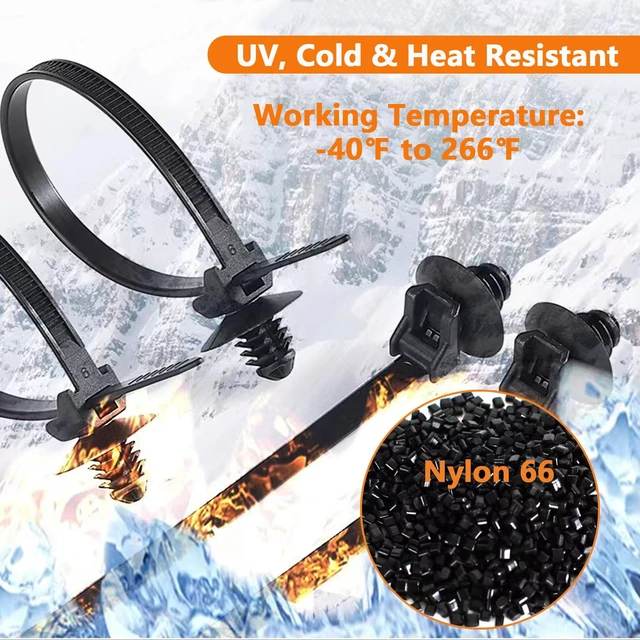 Alt view image 7 of 7 - 60Pcs Nylon Universal Cable Tie with Buckle Push Mount Zip Tie Mount ChristmasTree Zip Ties Mounts Automotive Cable Ties Wire Clips Fuel Line Ziptie High Temp Heat Resistant Wire Wrap (6-Types)