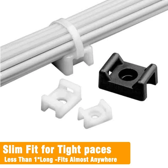 Alt view image 4 of 7 - 60 Set White Cable Zip Tie Mounts Kit Wire Clips Organizer Holders Clamps with 0.9Inch Saddle Type Mounts Base with 8" Ties and Tapping Screw