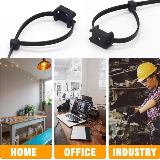Alt view image 6 of 7 - 60 Set White Cable Zip Tie Mounts Kit Wire Clips Organizer Holders Clamps with 0.9Inch Saddle Type Mounts Base with 8" Ties and Tapping Screw