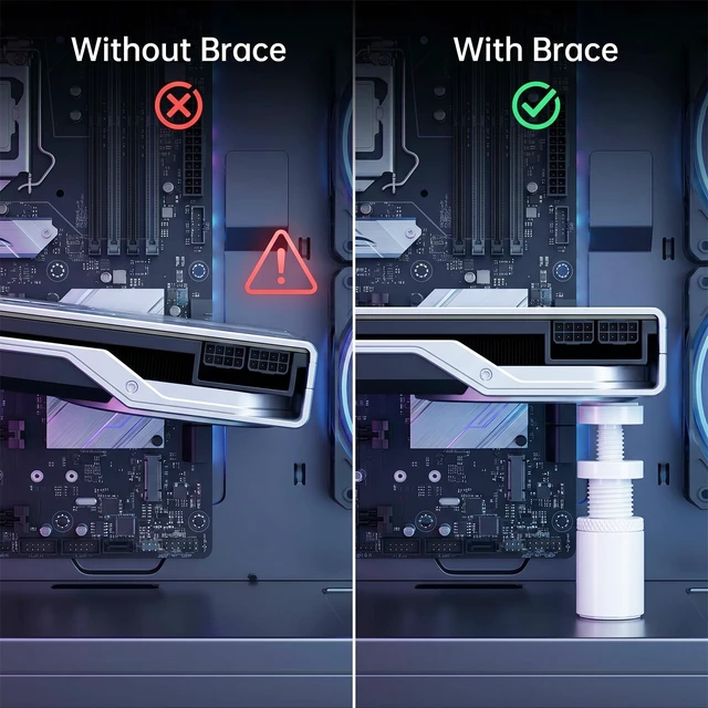 Alt view image 7 of 7 - GPU Support Bracket GPU Sag Bracket Stand Holder Graphics Card Support, White Magnetic Graphics Card Supports Brackets with Silicone Pads, Anti-Sag Holder for Small PC Cases