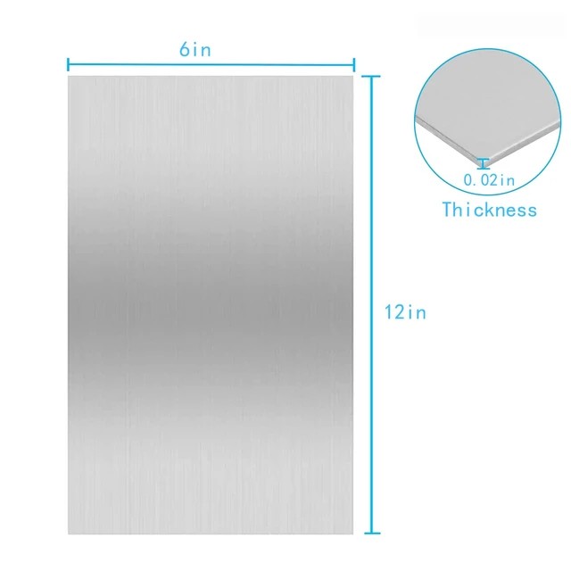 Alt view image 2 of 7 - 430 Stainless Steel Metal Plate, Suitable for Magnetic Installation Plate Walls, Suitable for Metal Plates in processes, Kitchens, and Offices (1, 0.5mm Thick, 12 x 6 x 0.02 Inch)