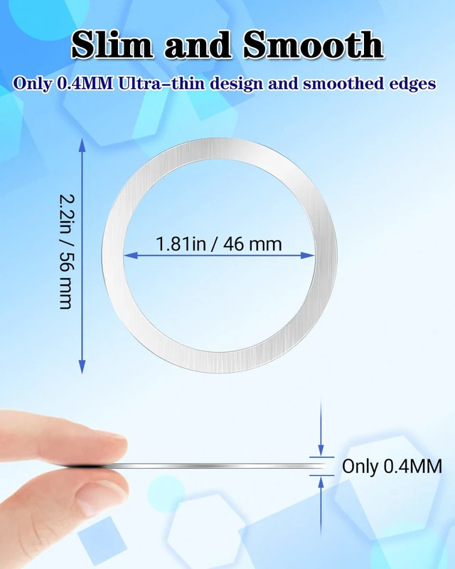 Alt view image 3 of 7 - for MagSafe Sticker,4 PCS,Ultra-Thin(0.4mm) Metal Ring for Kindle/Pop Socket Magnetic Wallet Grip Wireless Charger Case Car Mount,Compatible with iPhone 17/16/15/14,Galaxy S24/S23/S22 (Silver 4PCS)