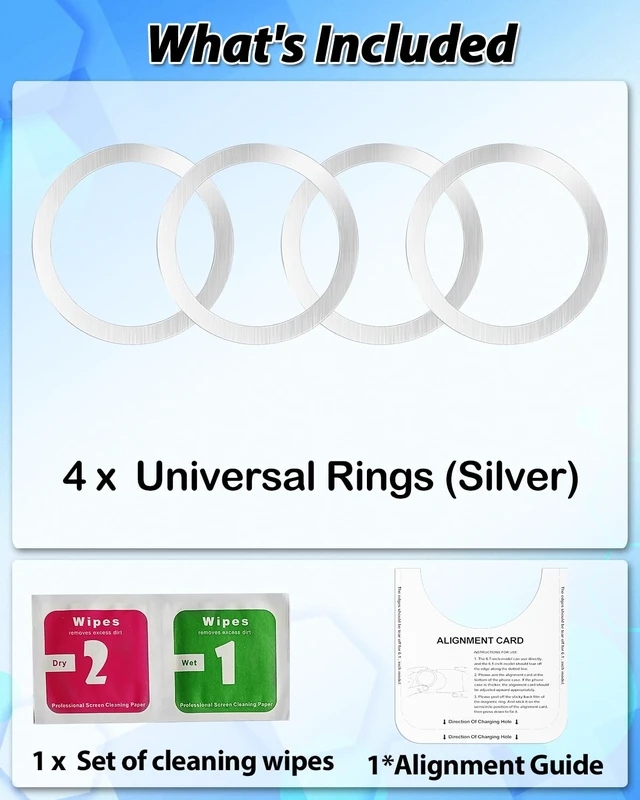 Alt view image 7 of 7 - for MagSafe Sticker,4 PCS,Ultra-Thin(0.4mm) Metal Ring for Kindle/Pop Socket Magnetic Wallet Grip Wireless Charger Case Car Mount,Compatible with iPhone 17/16/15/14,Galaxy S24/S23/S22 (Silver 4PCS)
