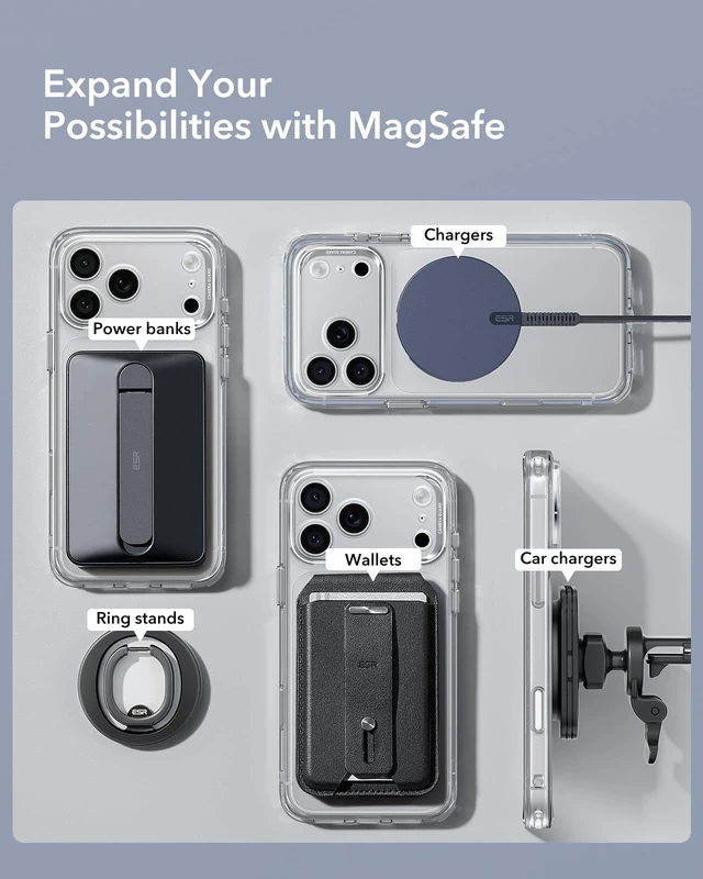 Alt view image 3 of 7 - for MagSafe Sticker, MagSafe Ring for iPhone 18 Pro Max/17-12 | 2 Pack Metal Ring for Phone case, Universal Magnetic Wireless Charger Conversion Kit, for Samsung/Google, Black & Silver