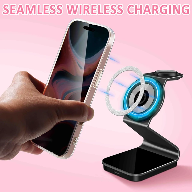 Alt view image 4 of 7 - Universal Metal Rings for Magsafe, 4 Pack Glitter Silver | Sticker for All Phone Cases, Wireless Charging, Magnetic Car Mount/Phone Holder Conversion Kit