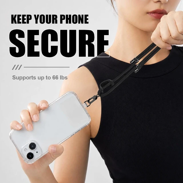 Alt view image 2 of 7 - Phone Lanyard Crossbody, Anti Theft Phone Strap with 2 Tether Tabs | With Leather Loop, Premium Metal Buckles, Adjustable Cell Phone Lanyard for Travel, Fits Most Smartphones, Teal