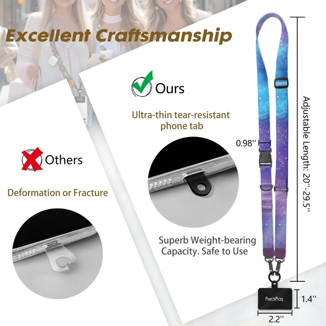 Alt view image 5 of 6 - Phone Lanyard Crossbody Strap Neck Adjustable Teacher Women Nebula | for Cell Phone Case Keys ID Badges, Anti Theft, Multifuctional, Cute Phone Holder, Travel Hiking Essential Accessories, Gifts
