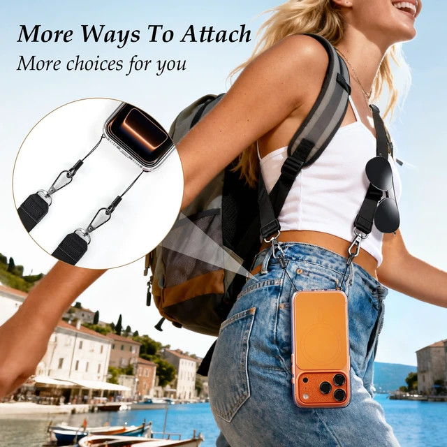 Alt view image 6 of 7 - Multifunctional Phone Lanyard Adjustable Anti-Theft Crossbody Phone Strap | 18.3-27.2" Adjustable soft strap,Quick release,0.02" thin pad,Easy charging,Daily Walk Travel Hiking Essentials,Gifts