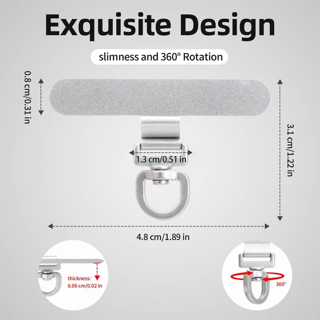 Alt view image 2 of 6 - 360° Rotating Stainless Steel Phone Tether Tab (Silvery 3-Pack) - Universal for iPhone & Other Phones (Fits Wristbands/Necklaces/Crossbody Straps)