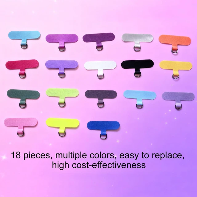 Alt view image 7 of 7 - 18PCS Phone Tether Tabs multi-color Universal Without Adhesive Phone Lanyard Patch Replacement Parts, nylon material Compatible with full protective case