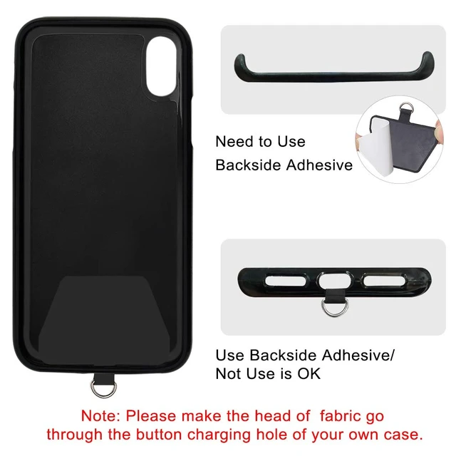 Alt view image 3 of 6 - Cell Phone Lanyard Patches, 4 Pack Universal Phone Safety Tether Connector with Adhesive Compatible for Most Smartphones (Black)