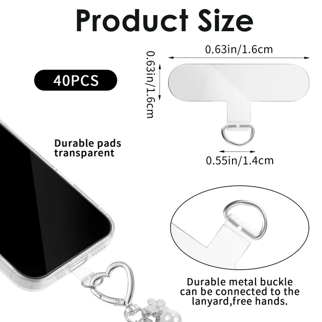 Alt view image 2 of 7 - 40 pcs Phone Tether Tabs Universal Phone Lanyard Patches Cellphone Tether Replacement Strap Holder Lanyard Replacement Part for Cell Strap Transparent Compatible Cases