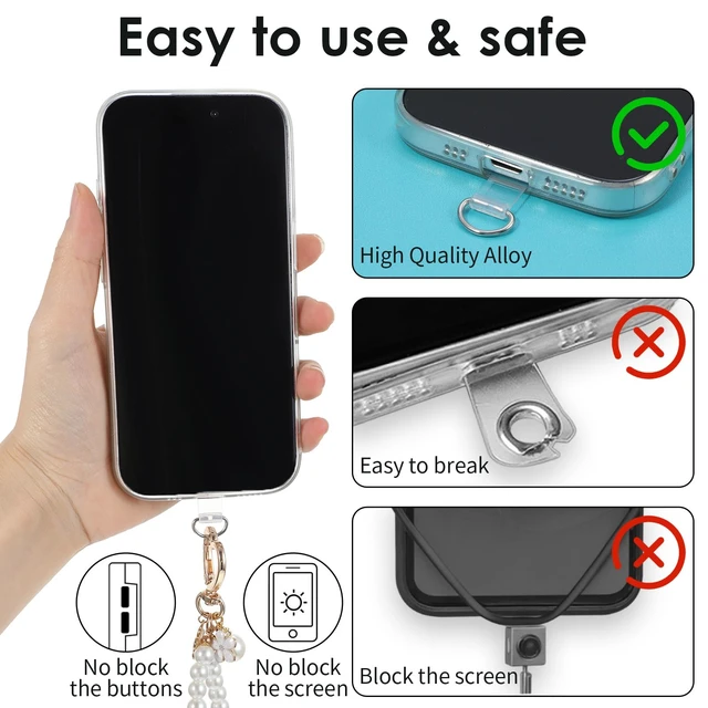 Alt view image 5 of 7 - 40 pcs Phone Tether Tabs Universal Phone Lanyard Patches Cellphone Tether Replacement Strap Holder Lanyard Replacement Part for Cell Strap Transparent Compatible Cases
