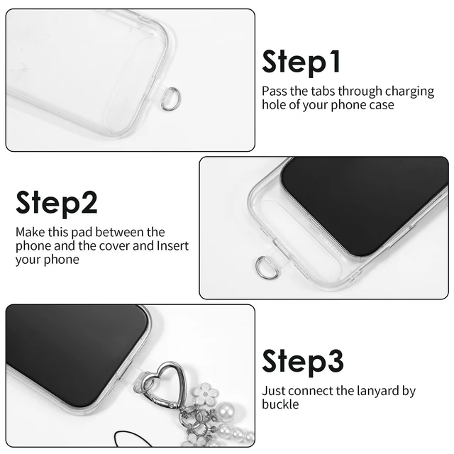 Alt view image 7 of 7 - 40 pcs Phone Tether Tabs Universal Phone Lanyard Patches Cellphone Tether Replacement Strap Holder Lanyard Replacement Part for Cell Strap Transparent Compatible Cases