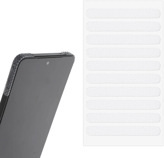 Main image of 20 Pack Mobile Phone Grip Tape Strips, Clear Rubber Non Slip Phone Side Sticker Waterproof Adhesive Pre-Cut Cellphone Grippy Bumper Frame Stickers for PhoneCase, Desk, Office