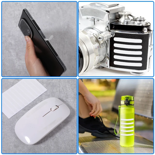 Alt view image 7 of 7 - 20 Pack Mobile Phone Grip Tape Strips, Clear Rubber Non Slip Phone Side Sticker Waterproof Adhesive Pre-Cut Cellphone Grippy Bumper Frame Stickers for PhoneCase, Desk, Office