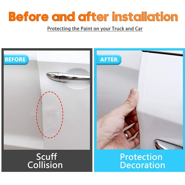 Alt view image 6 of 7 - Anti-Scratch Anti-Collision Adhesive Strip Car Door Edge Guard Protector Strip Car Door Scuff Plate Protectors Transparent Invisible Tape for Rear Bumper/Door(33Ft x 2In)