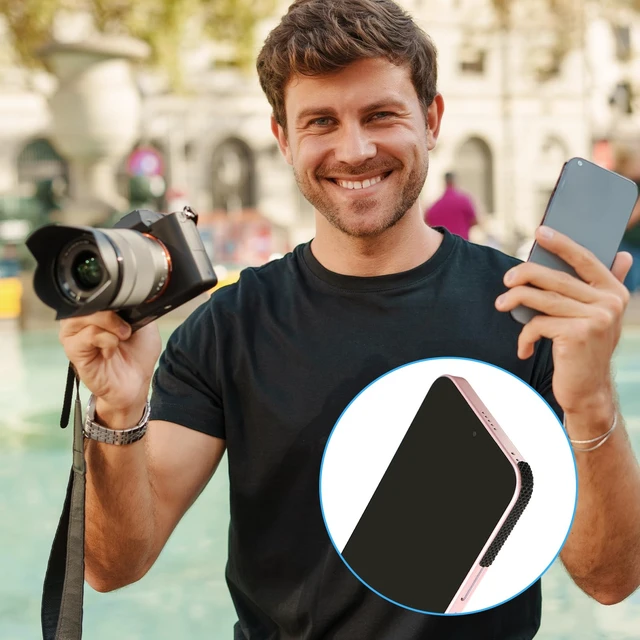 Alt view image 6 of 6 - 40Pcs Adhesive Phone Adhesive Grip Frame Tape Strips(Black+Clear) | Black Phone Grip Tape Strips Transparent Non Slip Side Sticker for Phone Case Commuter Series Cases Smartphone Tablet Frame